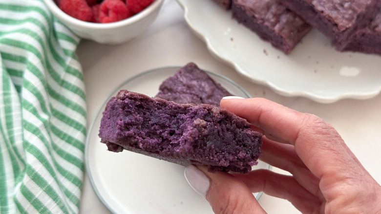 hand holding brownie