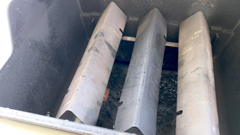 internal view of flavorizer bars inside grill