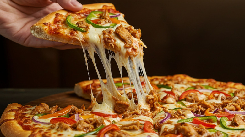 fresh hot pizza slice