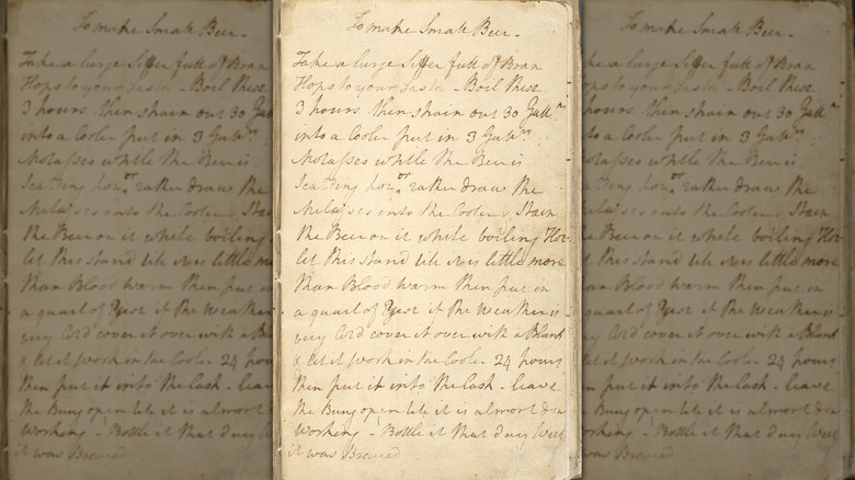 George Washington's small beer recipe from 1757