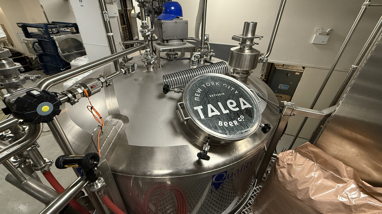 Beer tank in a factory
