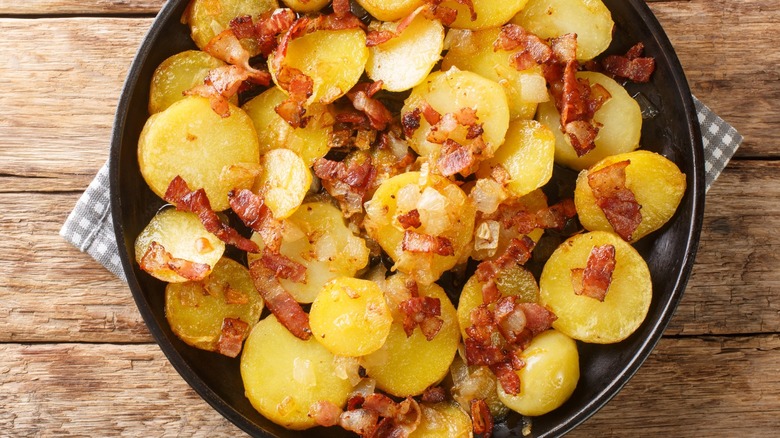 German cottage potatoes with bacon pieces