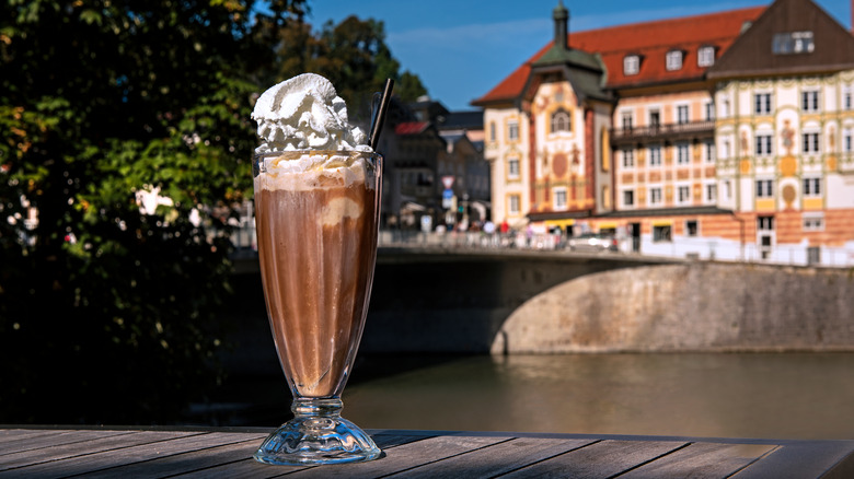 German Eisakaffee pictured on canal