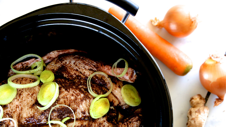 Marinated meats in slow cooker