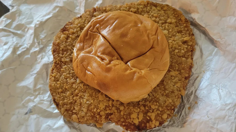 Casey's breaded pork tenderloin sandwich