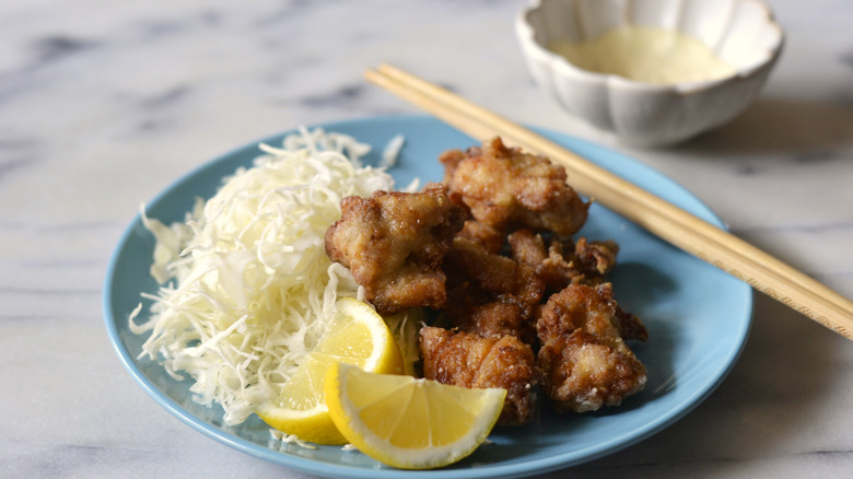 ginger karaage chicken on plate