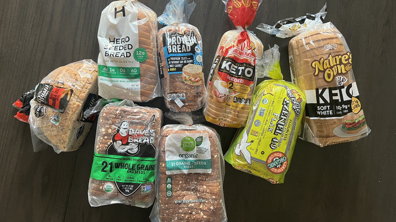 Various high-protein breads.