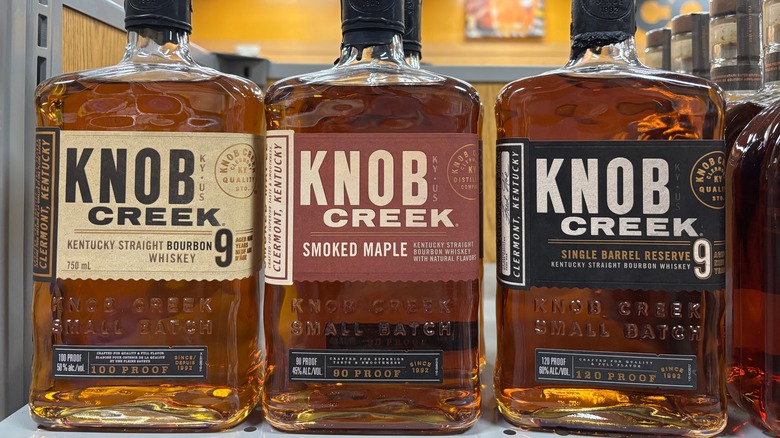 Three Knob Creek bourbon variants including smoked maple