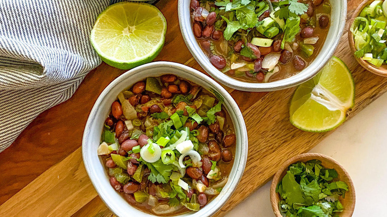 Cuban black beans served in bowls