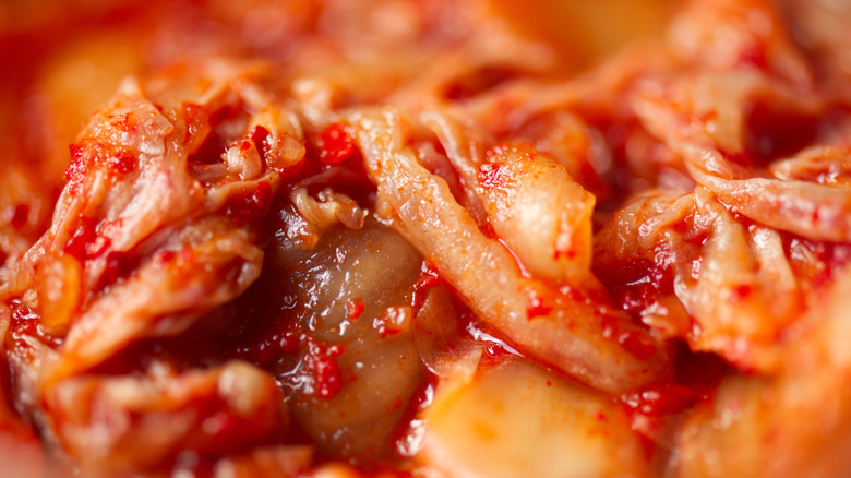 A pile of red kimchi