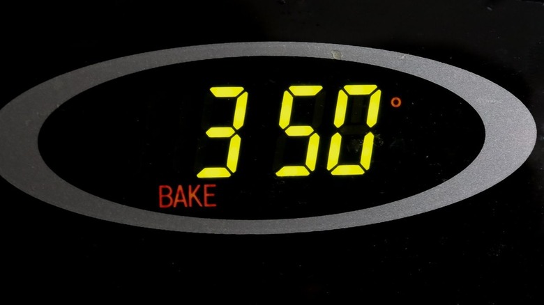 Oven temperature screen reading 350 F