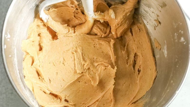 Coffee cake batter in mixing bowl