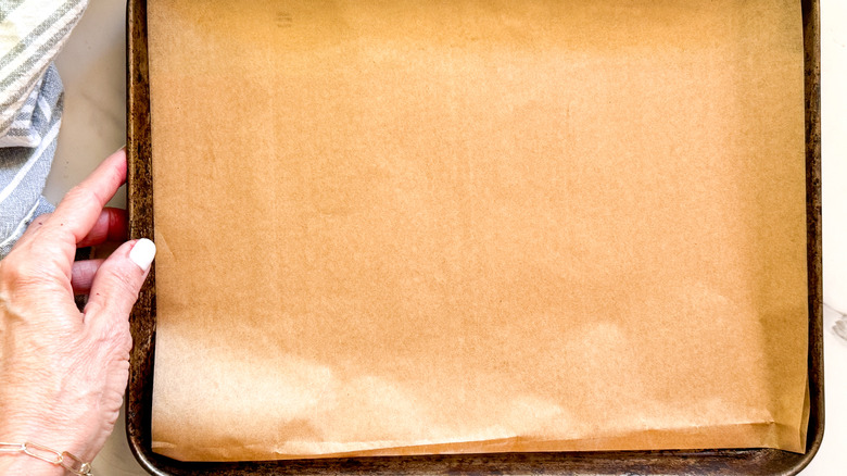 parchment lined baking sheet