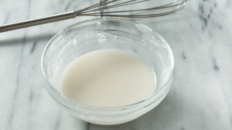Overhead view of slurry of starch and water