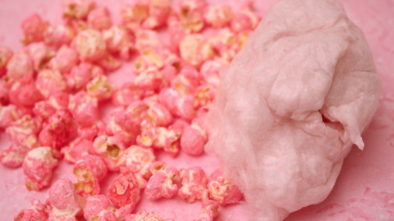 Pink popcorn and cotton candy