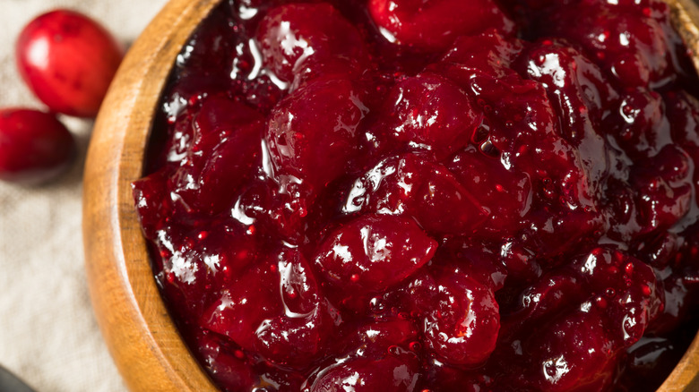 Bowl of whole berry cranberry sauce