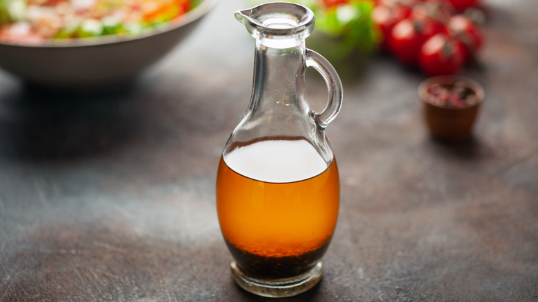 A bottle of vinaigrette