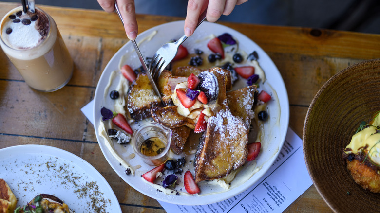 French toast with berries and Oreo cookie on top