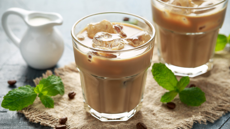 Iced coffee with fresh mint