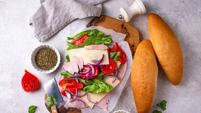 Ingredients for Italian sub sandwich