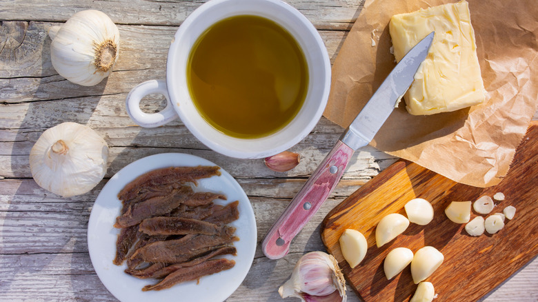 ingredients for a traditional bagna cauda