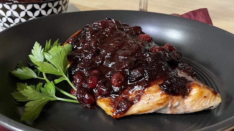 Glazed Salmon With Cranberry Balsamic Compote Recipe