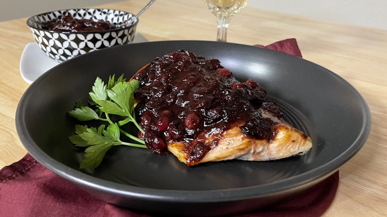 salmon with cranberry compote