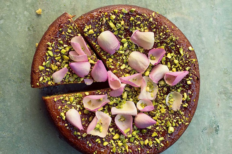 Nigella Lawson Pistachio Cake with Pear and Rose Recipe