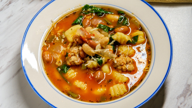 Gnocchi in vegetable soup