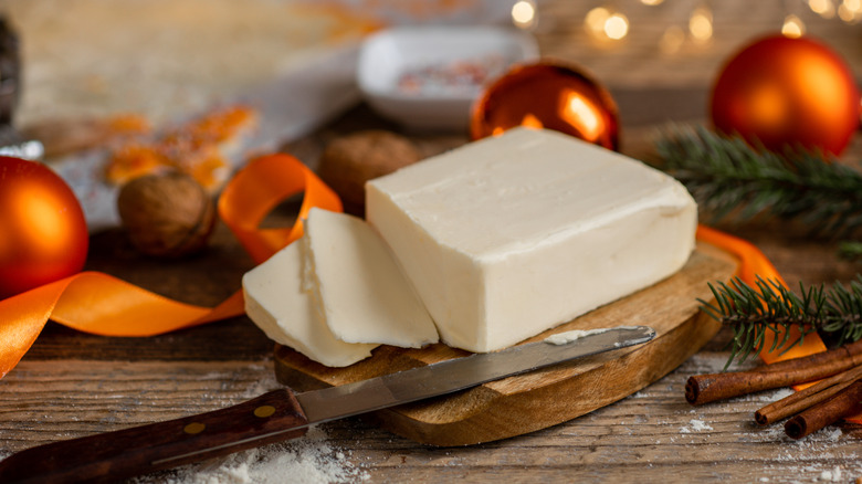 cut butter on wood board