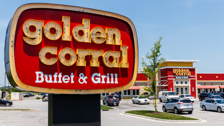 Golden Corral sign in front of the restaurant