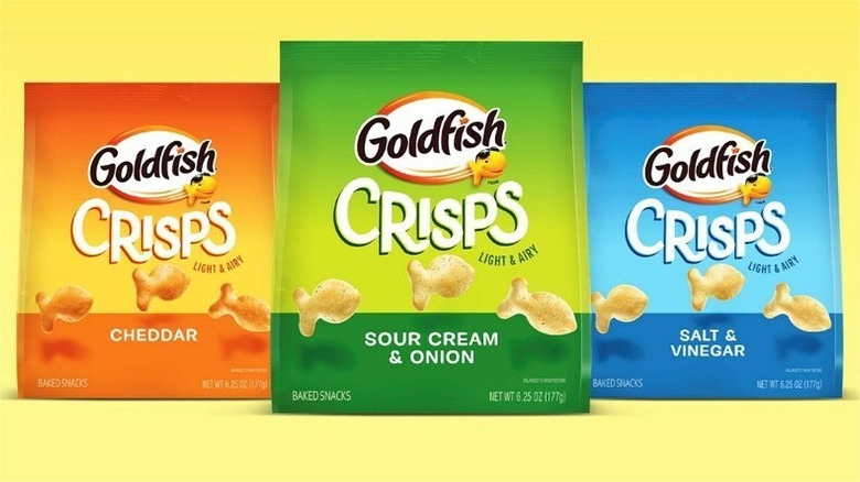 Three bags of new Goldfish Crisps