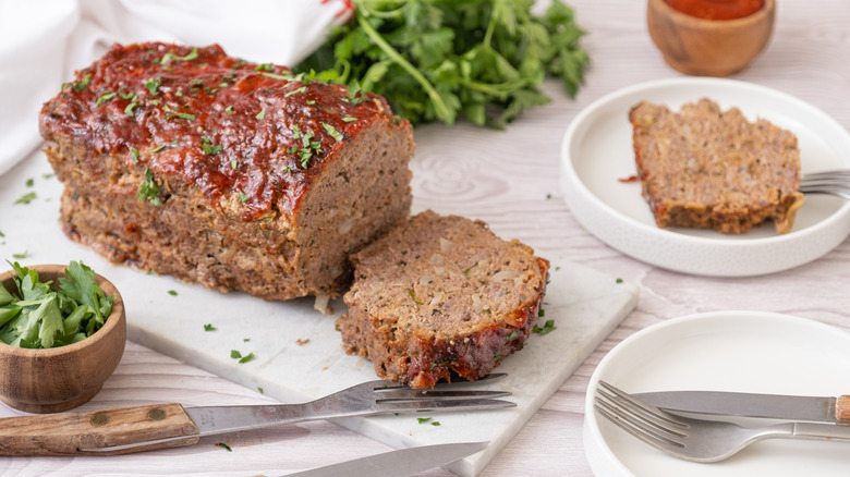 A meatloaf cut into slices