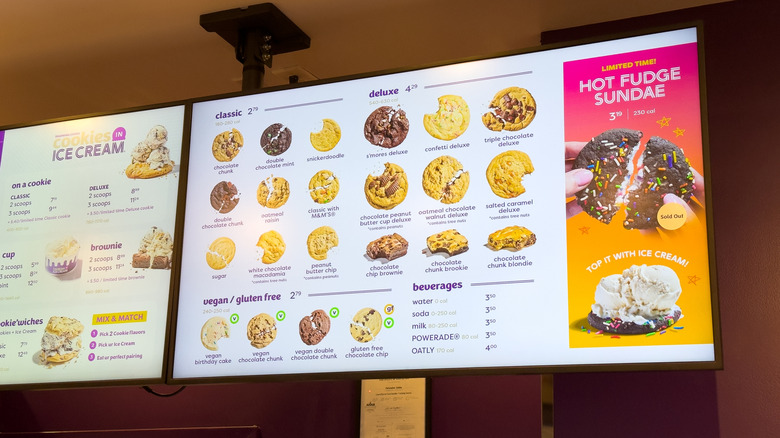 an insomnia cookies digital menu board