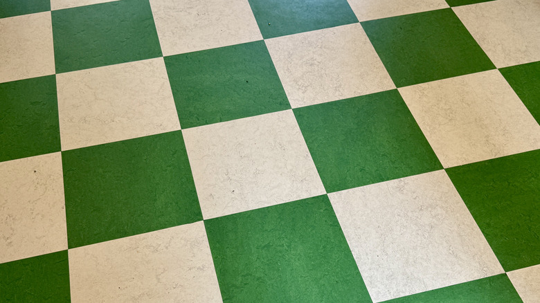 Modern checkerboard linoleum flooring