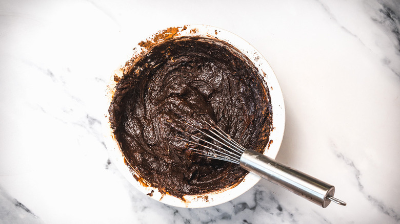 Brownie batter in bowl.