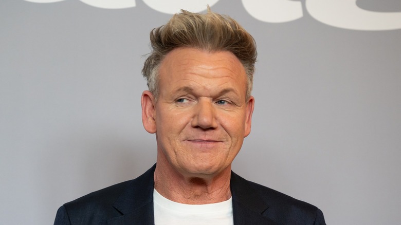 Gordon Ramsay at a press event looking sideways