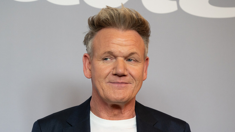 Gordon Ramsay at a press event looking sideways