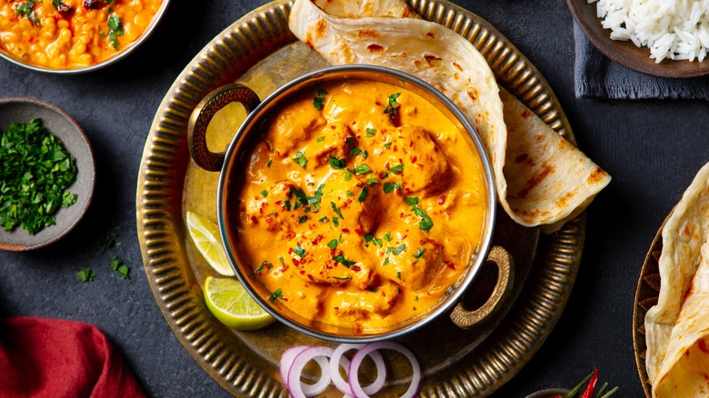 Indian butter chicken in bowls