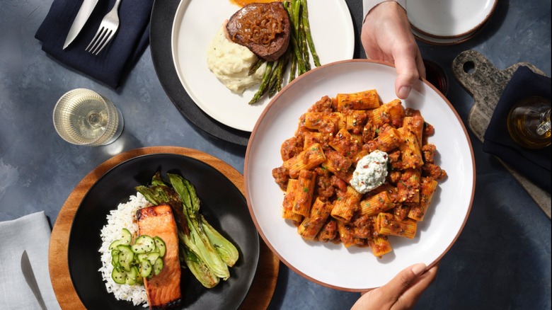 Three Home Chef and Gordon Ramsay collab meals on table