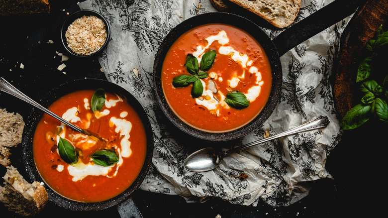 bowls of tomato soup