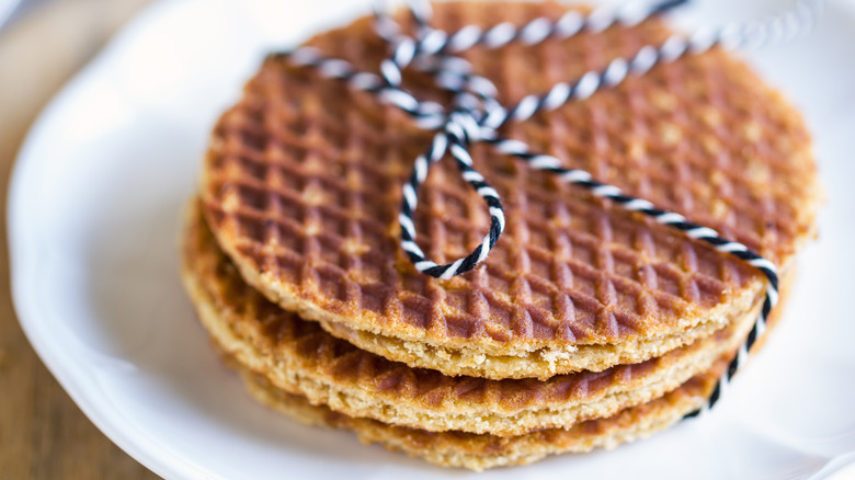 close up of Stroopwafel on plate