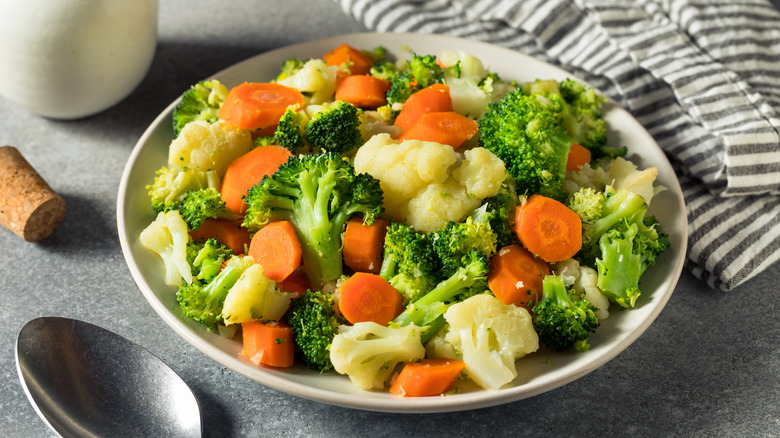 steamed vegetables on a plate