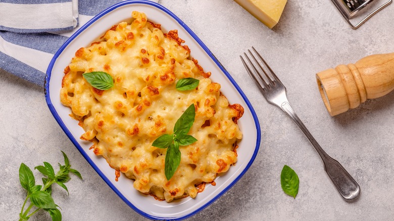 Mac and cheese in dish