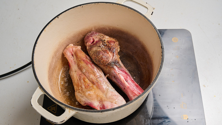 searing lamb shanks in a dutch oven
