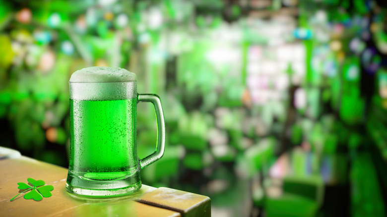green beer and Irish shamrock