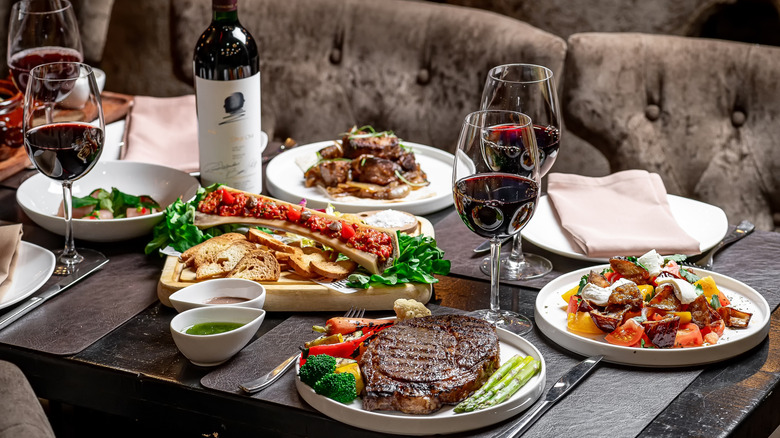 steakhouse dinners with wine