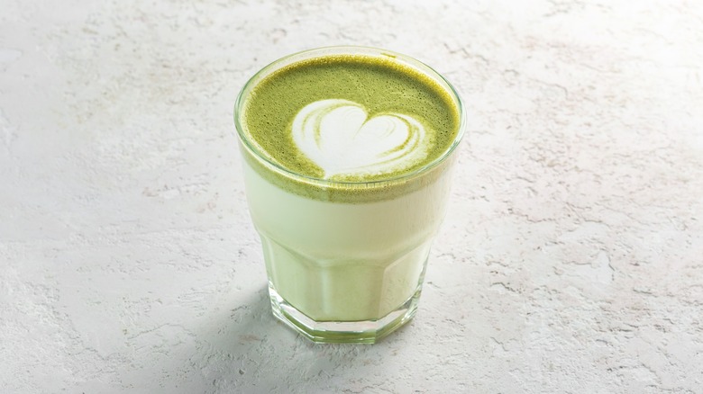 matcha latte with latte art