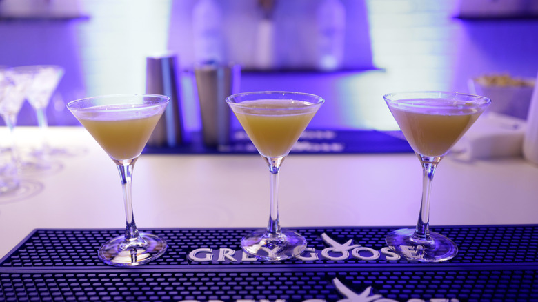 three martinis against a background that says Grey Goose