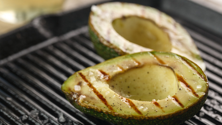 grilled avocado halves